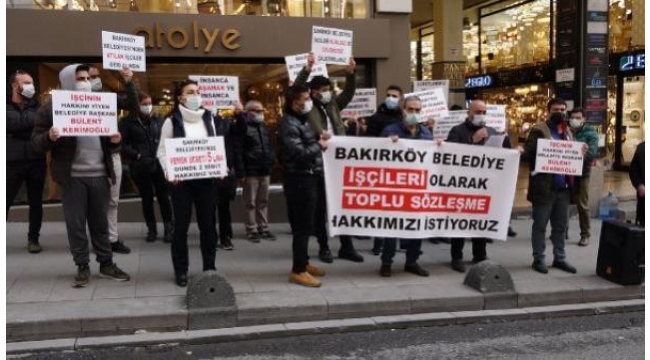 BAKIRKÖY BELEDİYESİ İŞÇİLERİNDEN CHP İSTANBUL İL BİNASI ÖNÜNDE EYLEM