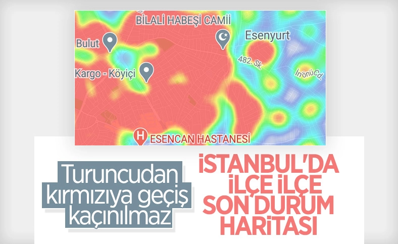 İstanbul'da ilçelere göre vaka yoğunluğu