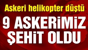 Tatvan'da askeri helikopter düştü: 9 asker şehit