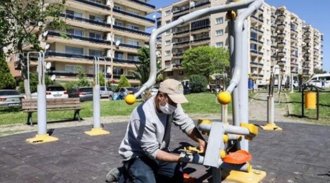 Buca Belediyesi'nde tam kapanmada parklarda bakım çalışması