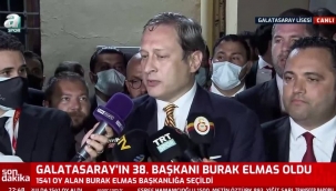 Hayırlı İşler...Galatasaray'ın yeni başkanı Burak Elmas: Futbolumuz Cumhurbaşkanı Erdoğan'ın yatırımlarına yakışır şekilde olmalı