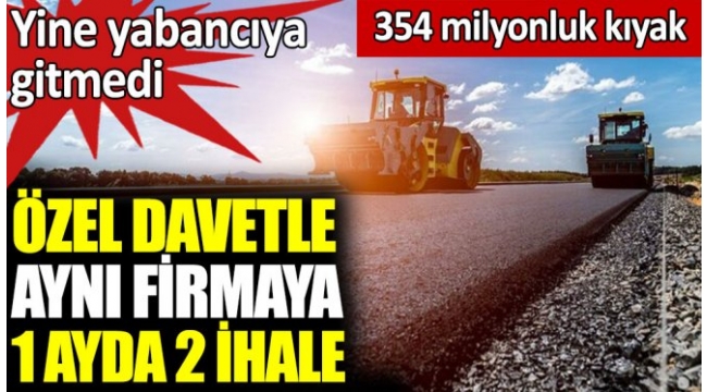 AKP iktidarının müteahhitlerinden Taşyapı'ya, şimdi de 204.3 milyon liralık yeni bir yol ihalesi yine özel davetle verildi.