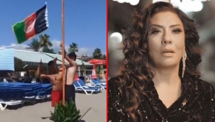 Türkiye'de bir plajda Afganistan bayrağının asıldığını gören Işın Karaca, öfkeden deliye döndü