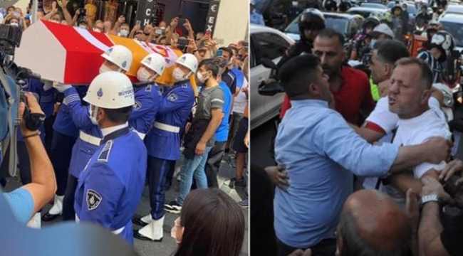 Ferhan Şensoy'un cenazesinde çirkin saldırı! Tabuttaki bayrağı gören holiganlar hadlerini aştı