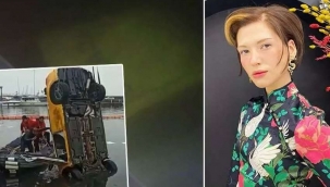 Ünlü model taksiyle Kalamış'tan denize uçtu!