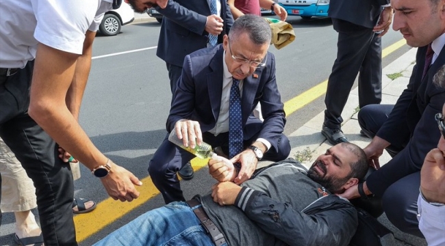 AKP'li Fuat Oktay yaralı sürücüye kolonya döktü