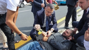 AKP'li Fuat Oktay yaralı sürücüye kolonya döktü