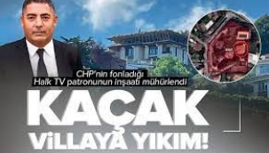 Halk TV'nin patronu Cafer Mahiroğlu'na ait kaçak villa inşaatı yıkılıyor