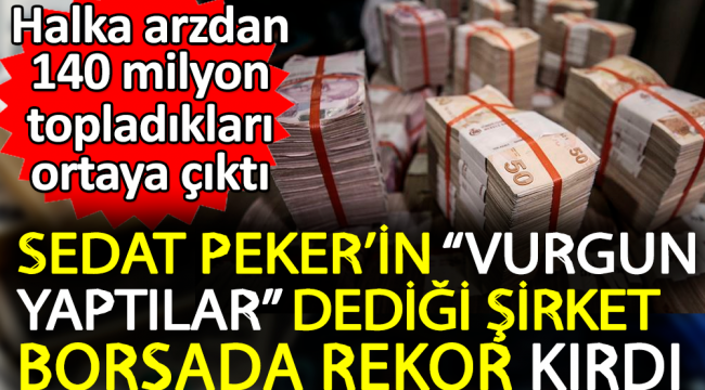 Sedat Peker'in vurgun yaptılar dediği şirket borsada rekor kırdı. Halka arzdan 140 milyon topladıkları ortaya çıktı