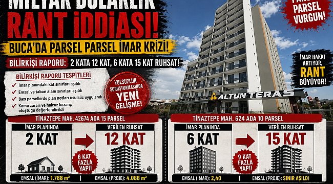 Milyar Dolarlık Rant! Buca'da parsel parsel imar skandalı! Yolsuzluk soruşturmasında yeni gelişme: Bilirkişi raporu: 2 kata 12, 6 kata 15 kat ruhsat...